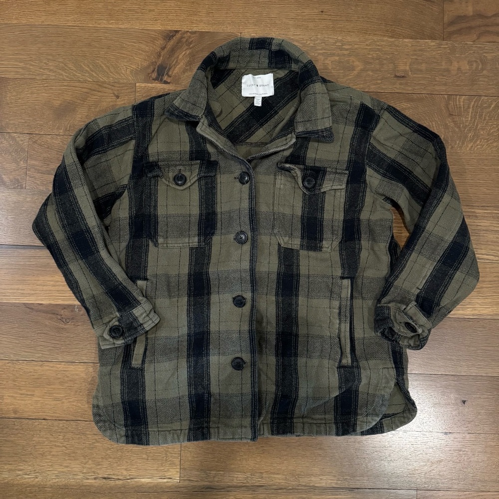 Green Lucky Brand Oversized Plaid Shirt Jacket Size Small